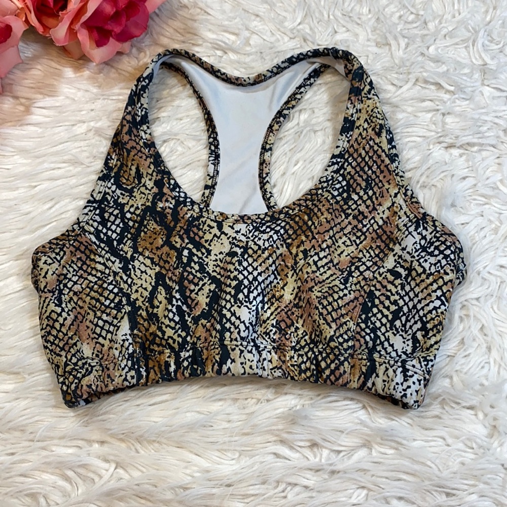 Flywheel Snake Print Racerback Sports Bra sz M